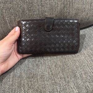 Bottega Veneta Dark Brown Woven Wallet
